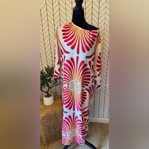 Vibrant Pink and Orange Maxi Dress